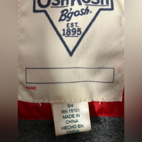 Osh Kosh B’gosh Kid’s Hooded Puffer Winter Coat, Size Small/4T, Red/Black - Picture 2 of 9